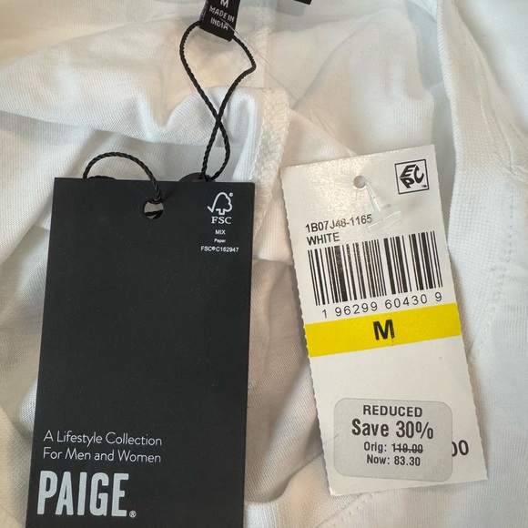 NWT Paige White Matcha Puff Sleeve T Size M - Picture 5 of 7